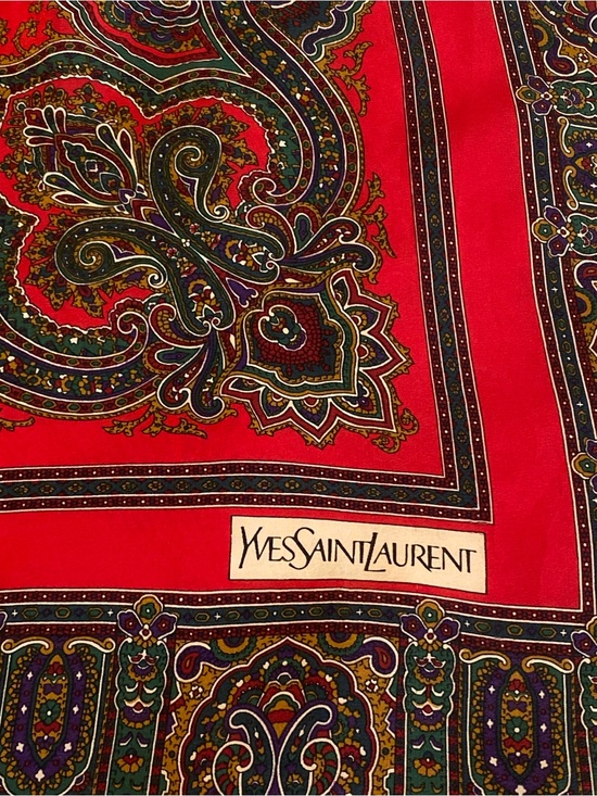 Yves Saint Laurent Accessories - Yves Saint Laurent Red Paisley Silk Scarf.  Vintage,